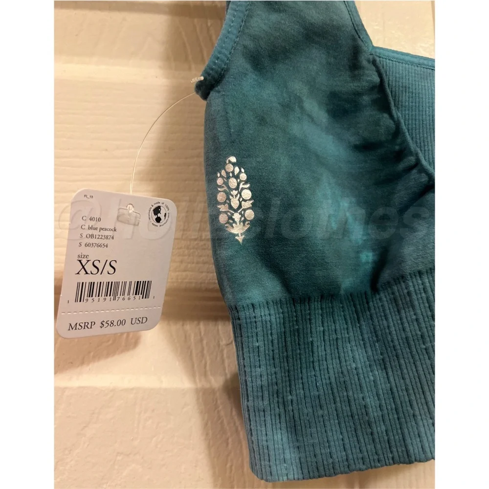 Free People Good Karma Square Neck Tie Dye Bra Blue Peacock - Picture 5 of 10